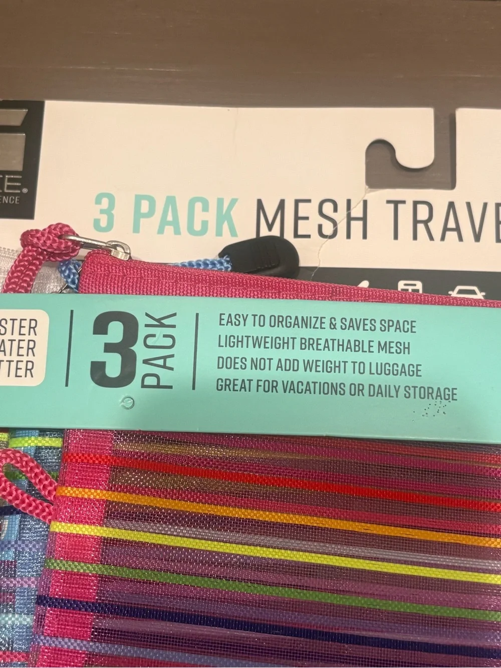 G/FORE Striped Mesh Travel Pouch Set - Pink, Blue, Green, Yellow
